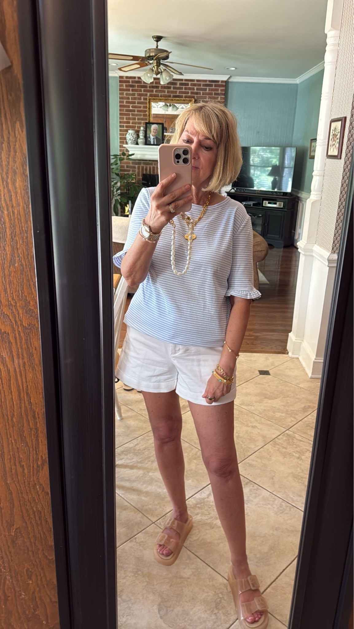 40% off baby blue and white striped ruffle sleeve top!!

#LTKOver40 #LTKSeasonal #LTKTravel