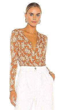 Free People Printed Turnt Bodysuit in Copper from Revolve.com | Revolve Clothing (Global)