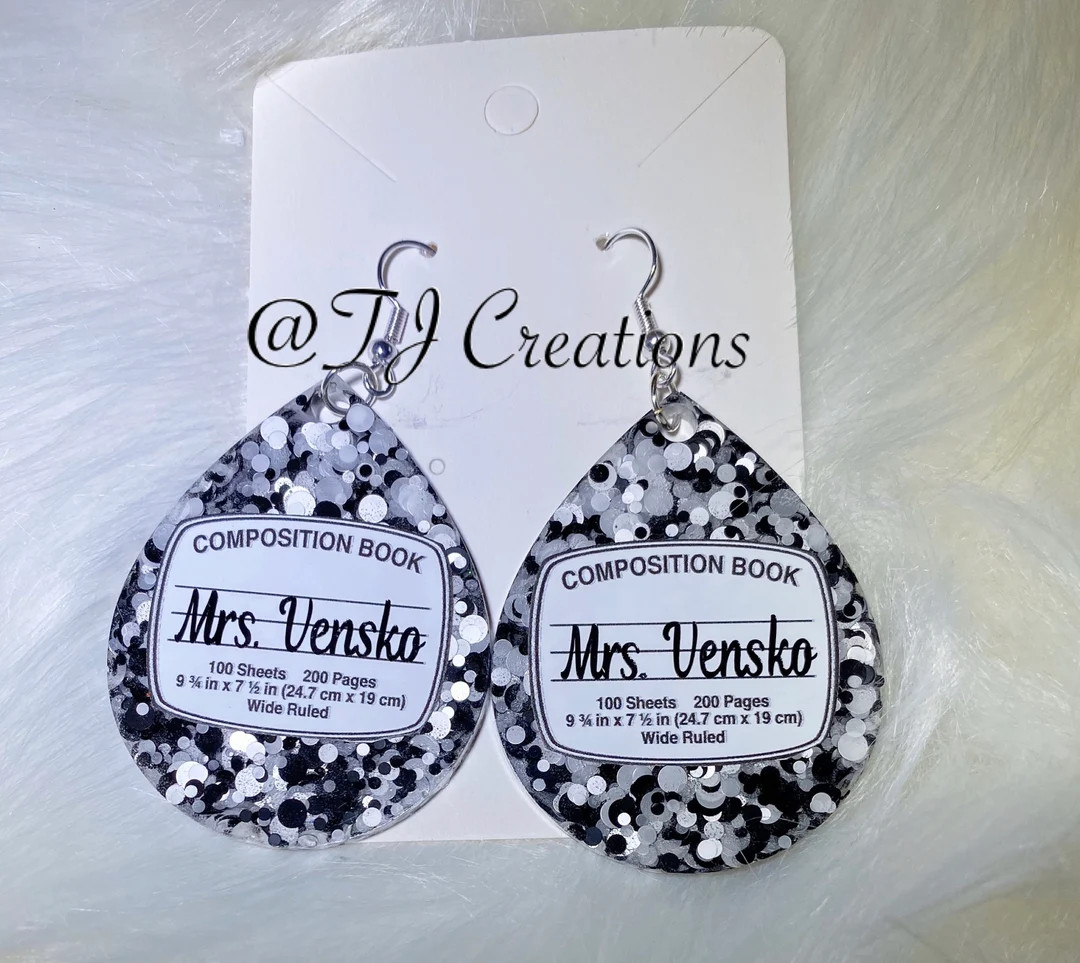 Ladies Women Teacher Composition Notebook School Custom Earrings - Etsy | Etsy (US)