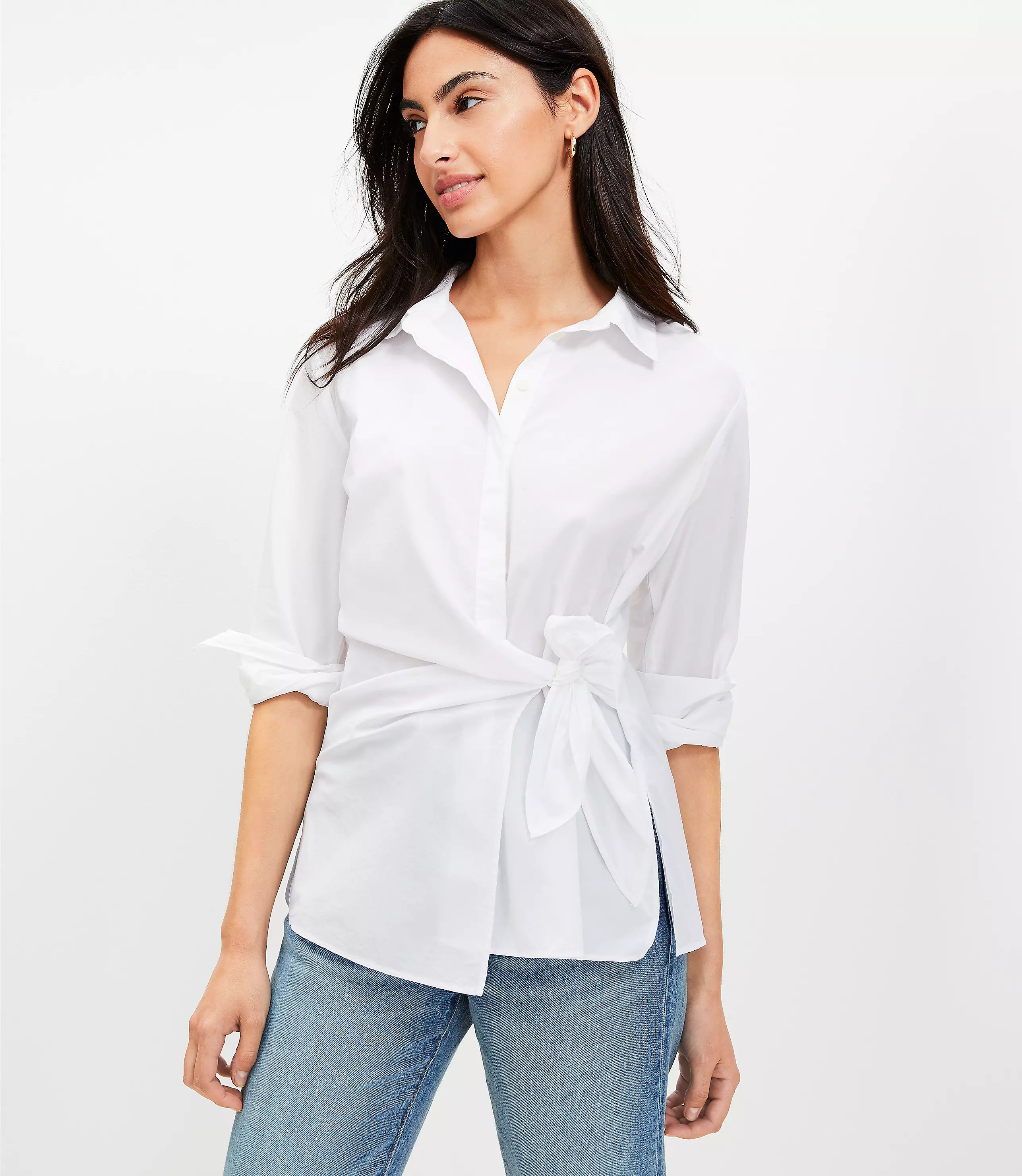 Petite Poplin Wrap Shirt | LOFT