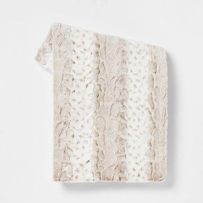 Snow Leopard Faux Fur Ombre Throw Blanket Neutral - Threshold&#8482; | Target