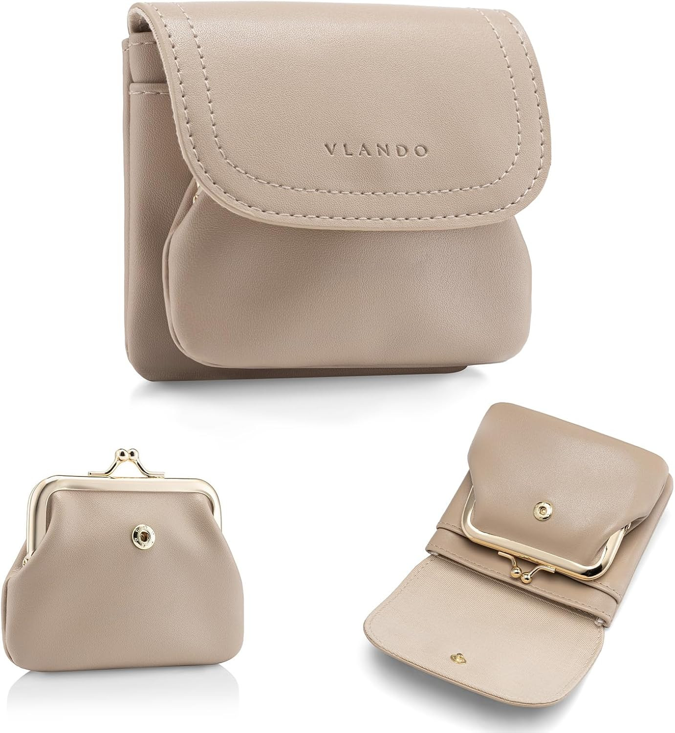 VLANDO Mini Travel Jewelry Case With Detachable Kiss Lock Coin Pouch | Amazon (US)