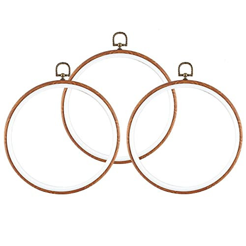 Piutouyar 3 Pieces 8.4 Inch Embroidery Hoop Set Imitated Wood Display Frame Embroidery Hoops Circle Cross Stitch Hoop Ring for Art Craft Sewing and Hanging Ornaments Decor | Amazon (US)