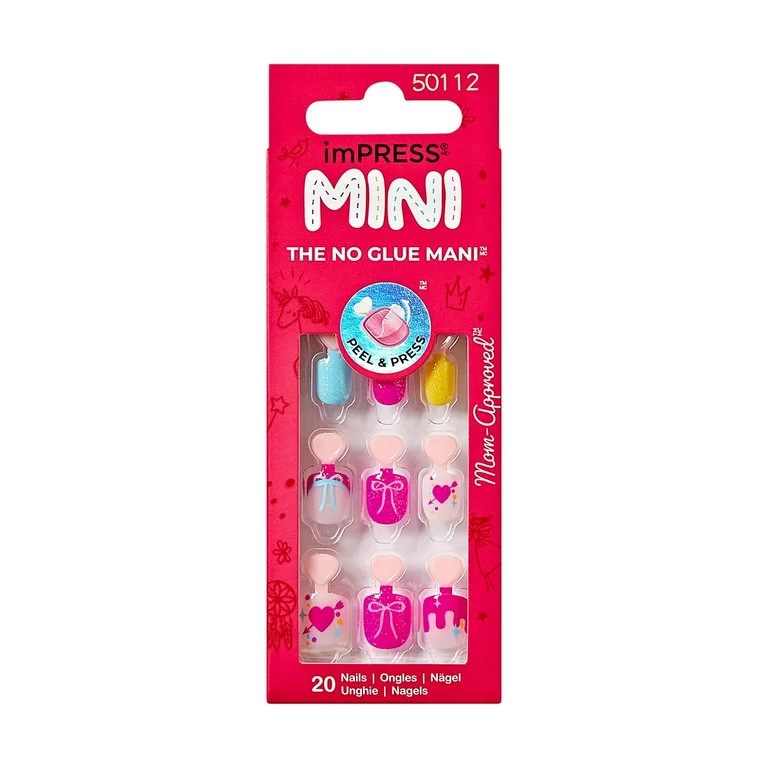 KISS imPRESS Mini  Valentine's Day Press on Nails, Lovey, Pink, Kids Squoval, 20 Count | Walmart (US)