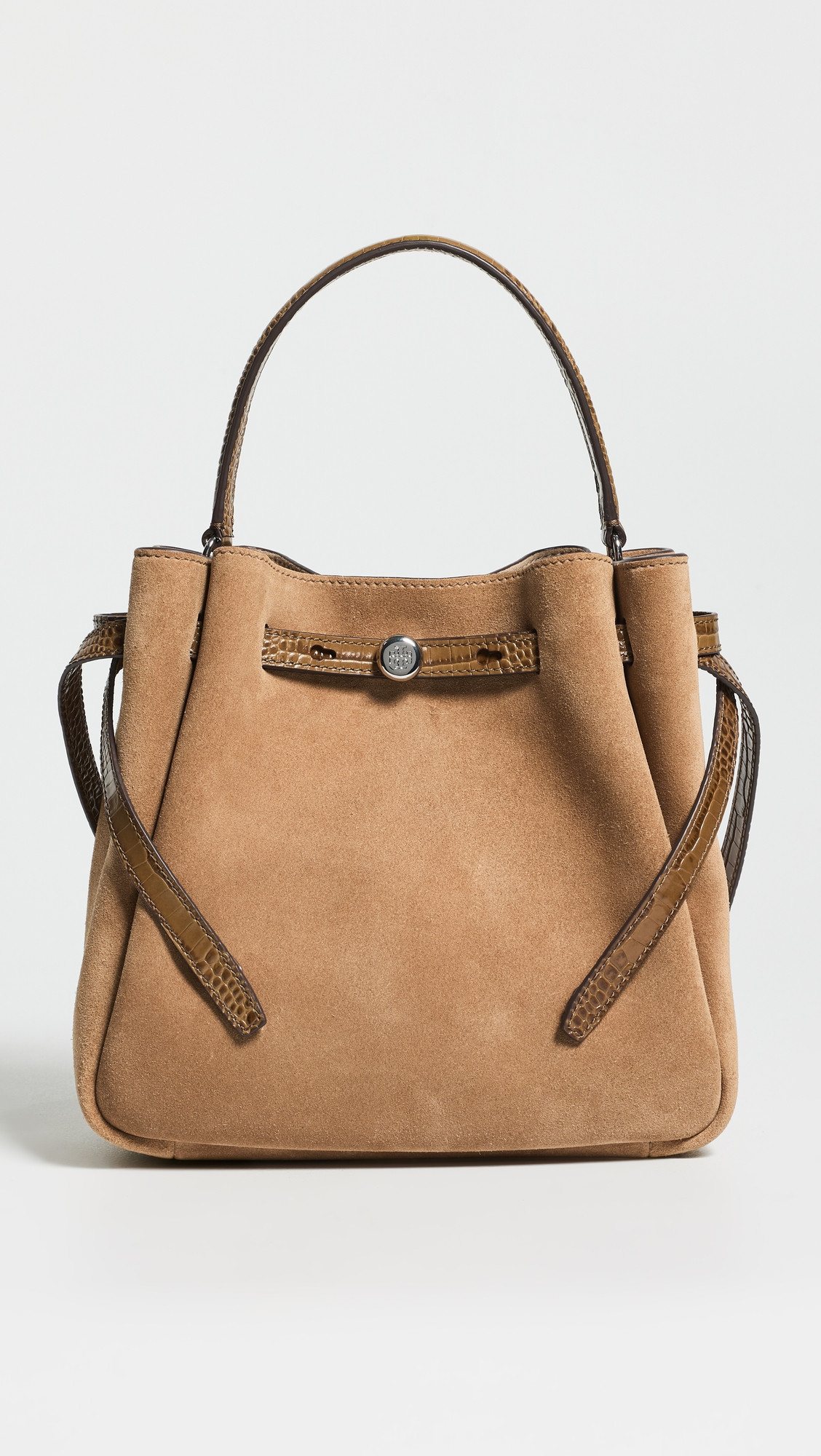 Tory Burch Romy Suede Bucket Bag Stone One Size | Shopbop