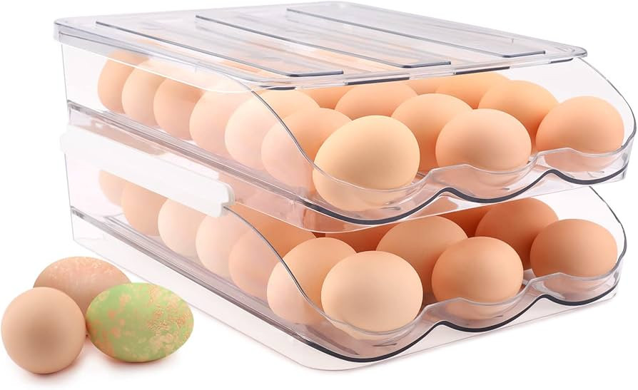 Sept Montagne Clear Fridge Egg Holder for Refrigerator 36 Count, Plastic Large Egg Storage Contai... | Amazon (US)