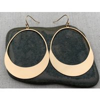 Big Gold Dangle Earrings - Modern Hoops Statement Mod Hoop Large | Etsy (US)