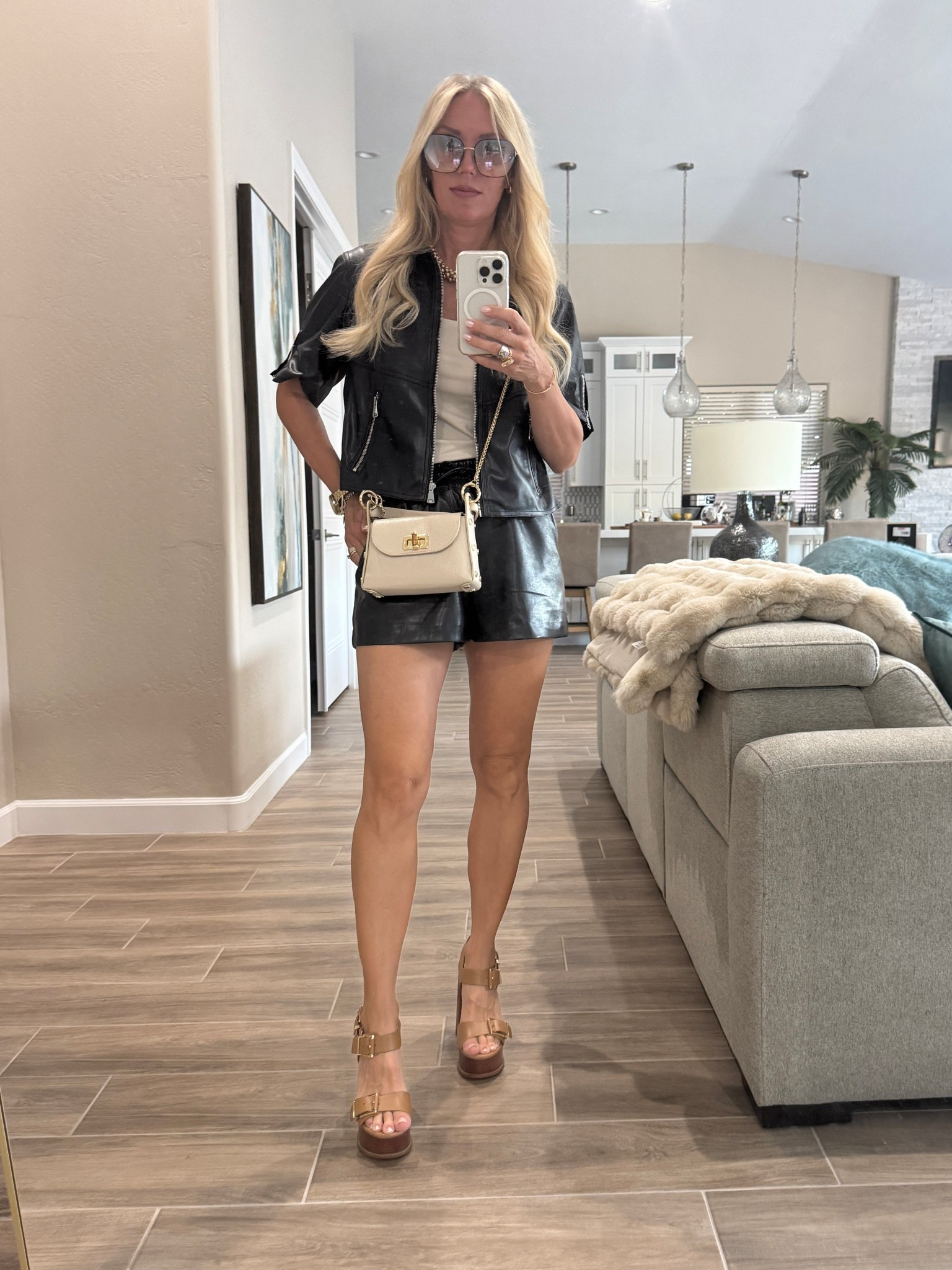 When it’s Fall but not really- you wear vegan leather shorts and a matching vegan leather short sleeve jacket in navy! Yow!

#LTKStyleTip #LTKSeasonal #LTKParties