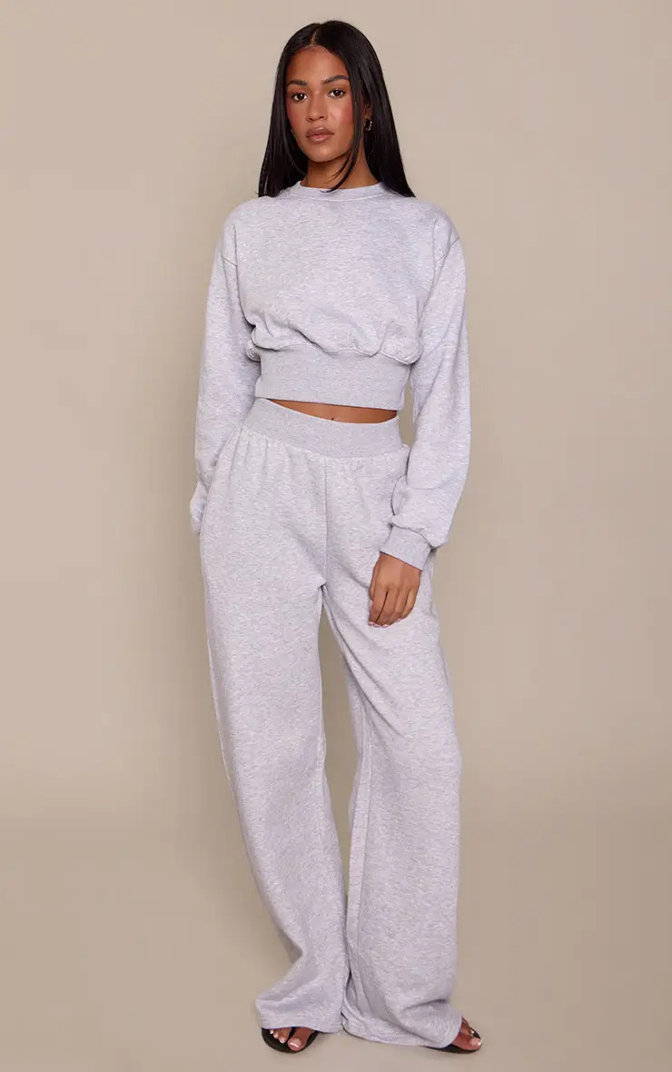 Ash Grey Tall Ash Grey Wide Leg Jogger | PrettyLittleThing USA | PrettyLittleThing US