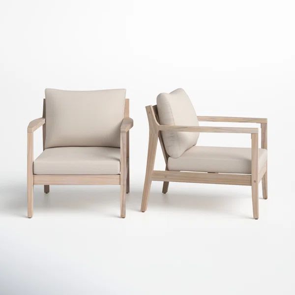 Amina Acacia Outdoor Lounge Chair with Cushions (Set of 2) | Wayfair North America
