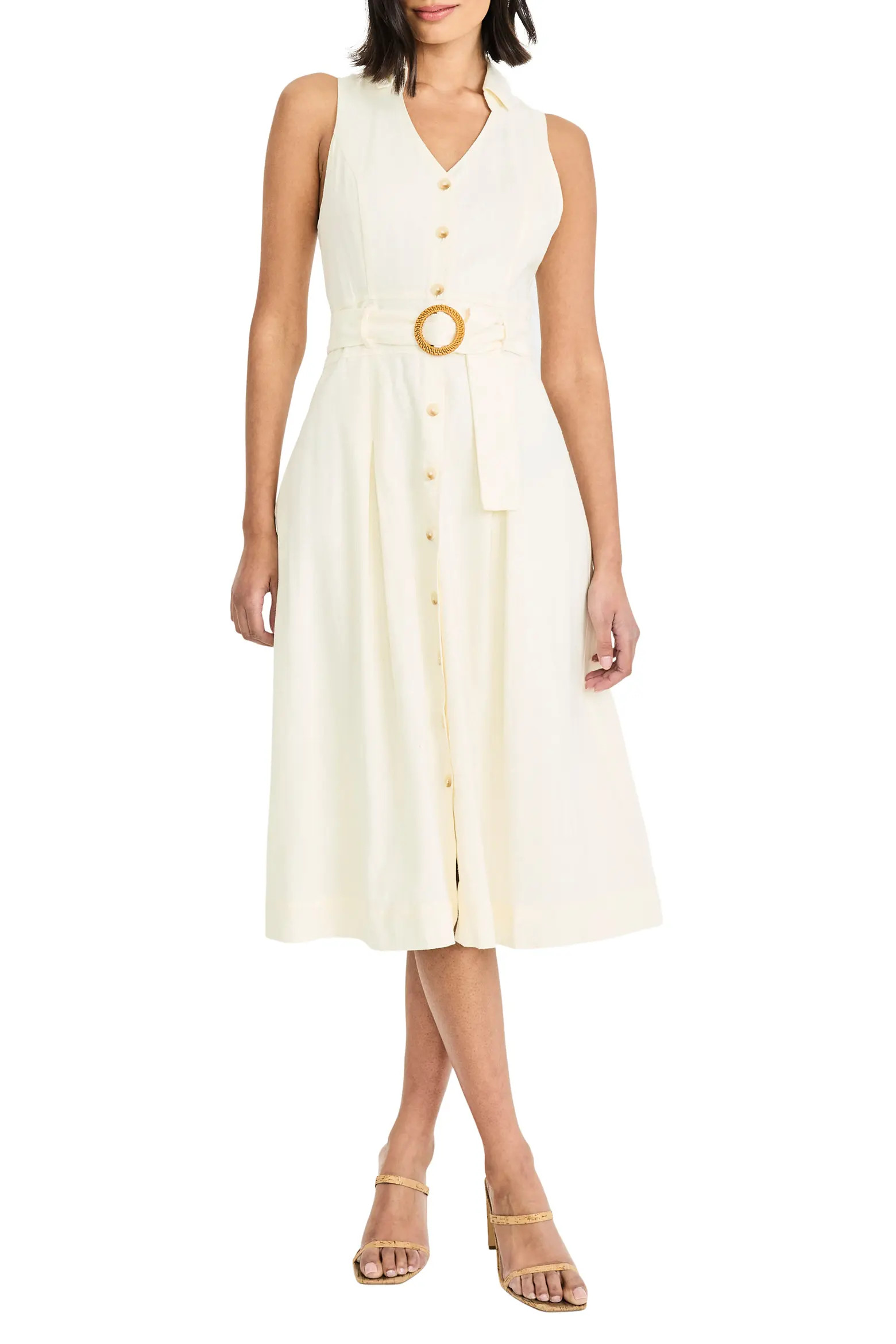 Sleeveless Linen Blend Midi Shirtdress (Women) | Nordstrom | Nordstrom