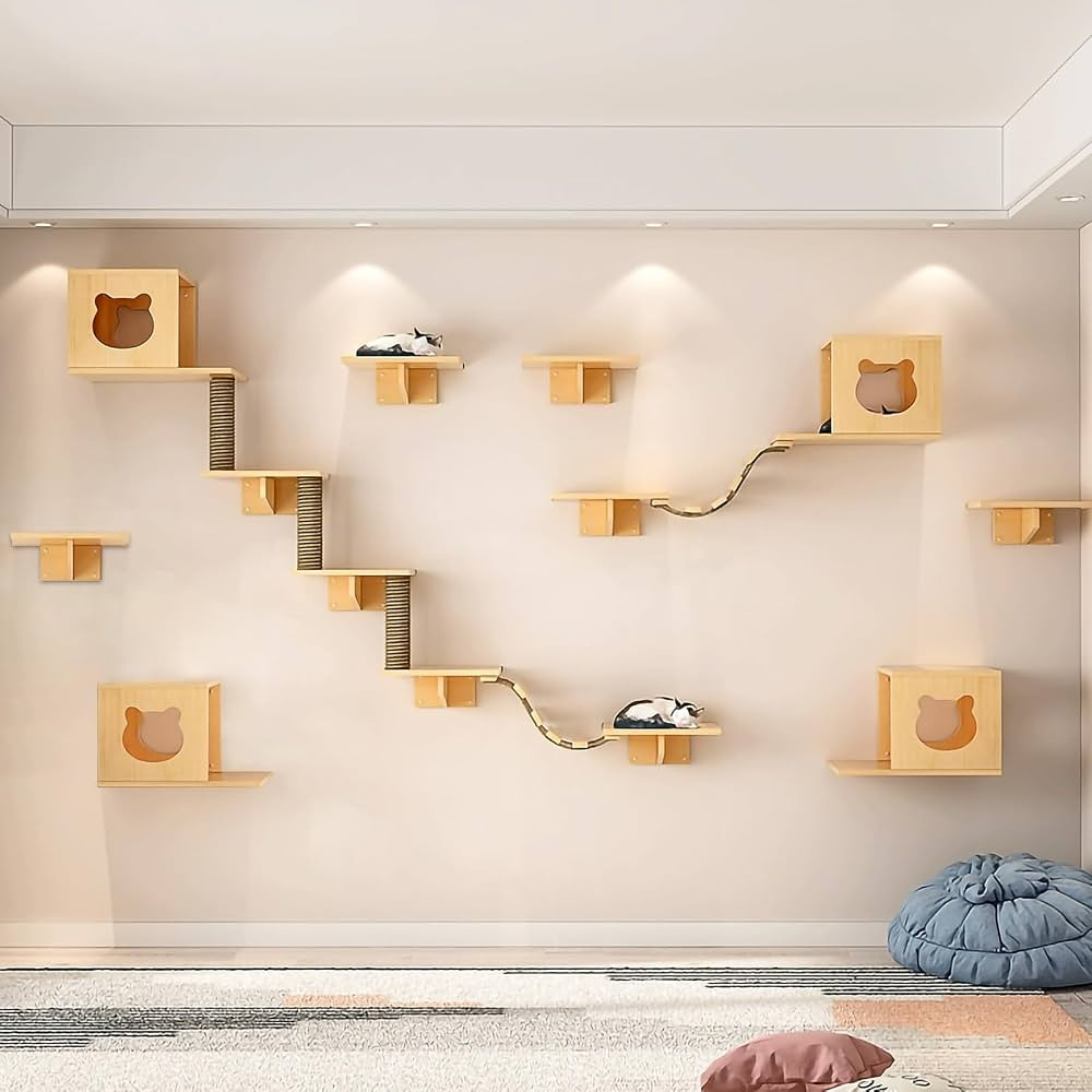 Cat Wall Shelves, Cat Wall Furniture, Cat Shelves and Perches for Wall, Cat Wall Steps Set with 4... | Amazon (US)