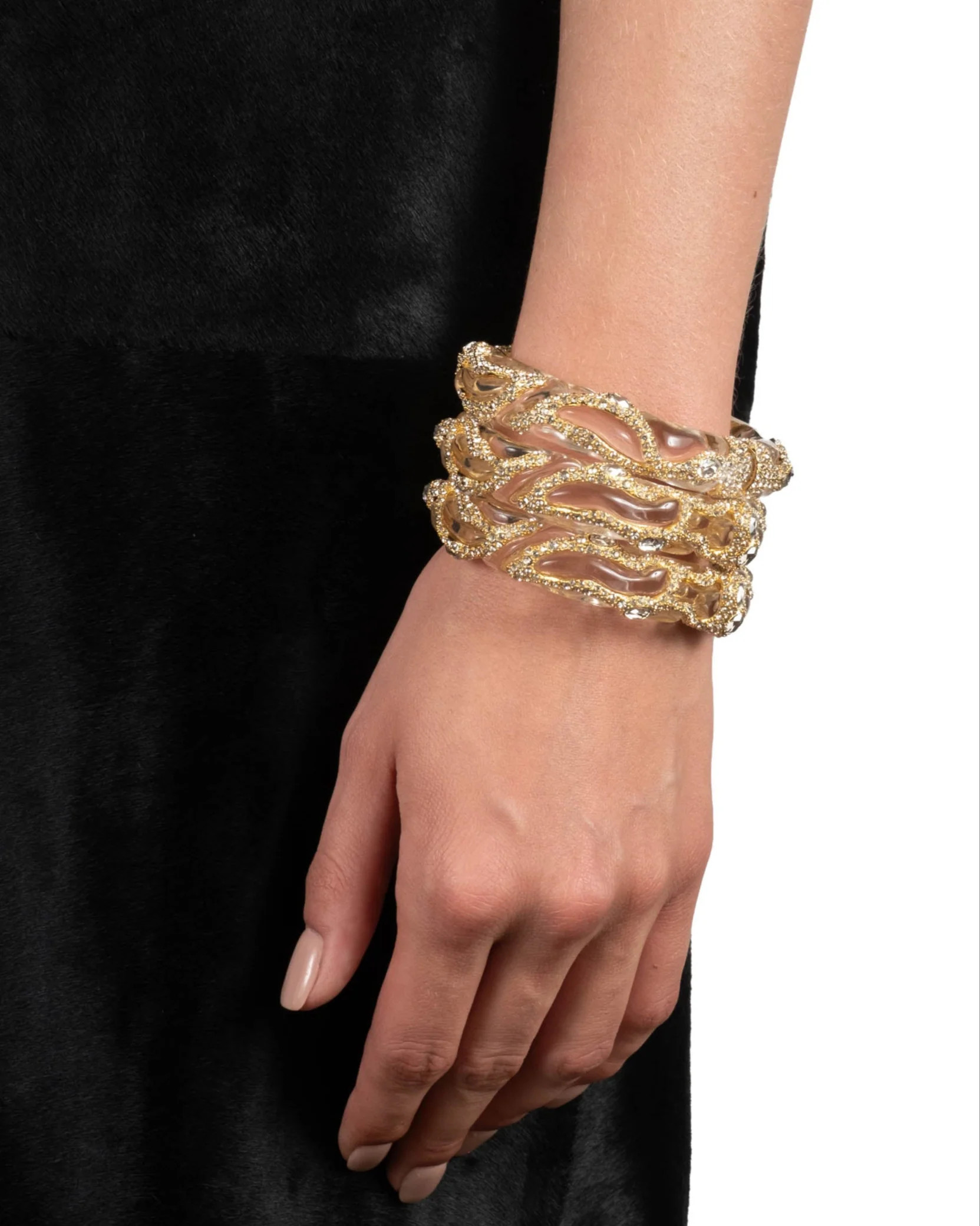 Liquid Lucite Crystal Pave Hinge Bracelet- Clear | Alexis Bittar