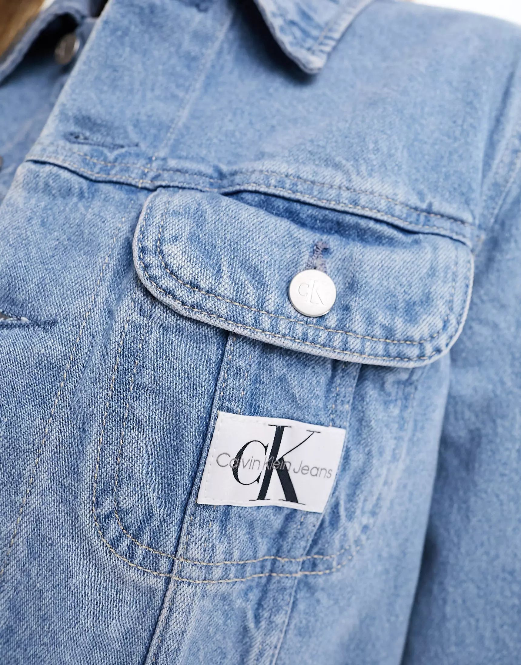 Calvin Klein Jeans cropped 90s denim jacket in light wash | ASOS (Global)