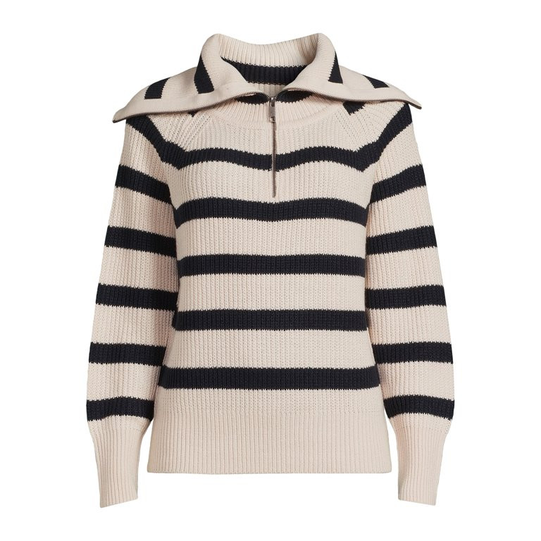 RD Style Women’s Quarter Zip Sweater with Extended Collar, Midweight, Sizes XS-3XL | Walmart (US)