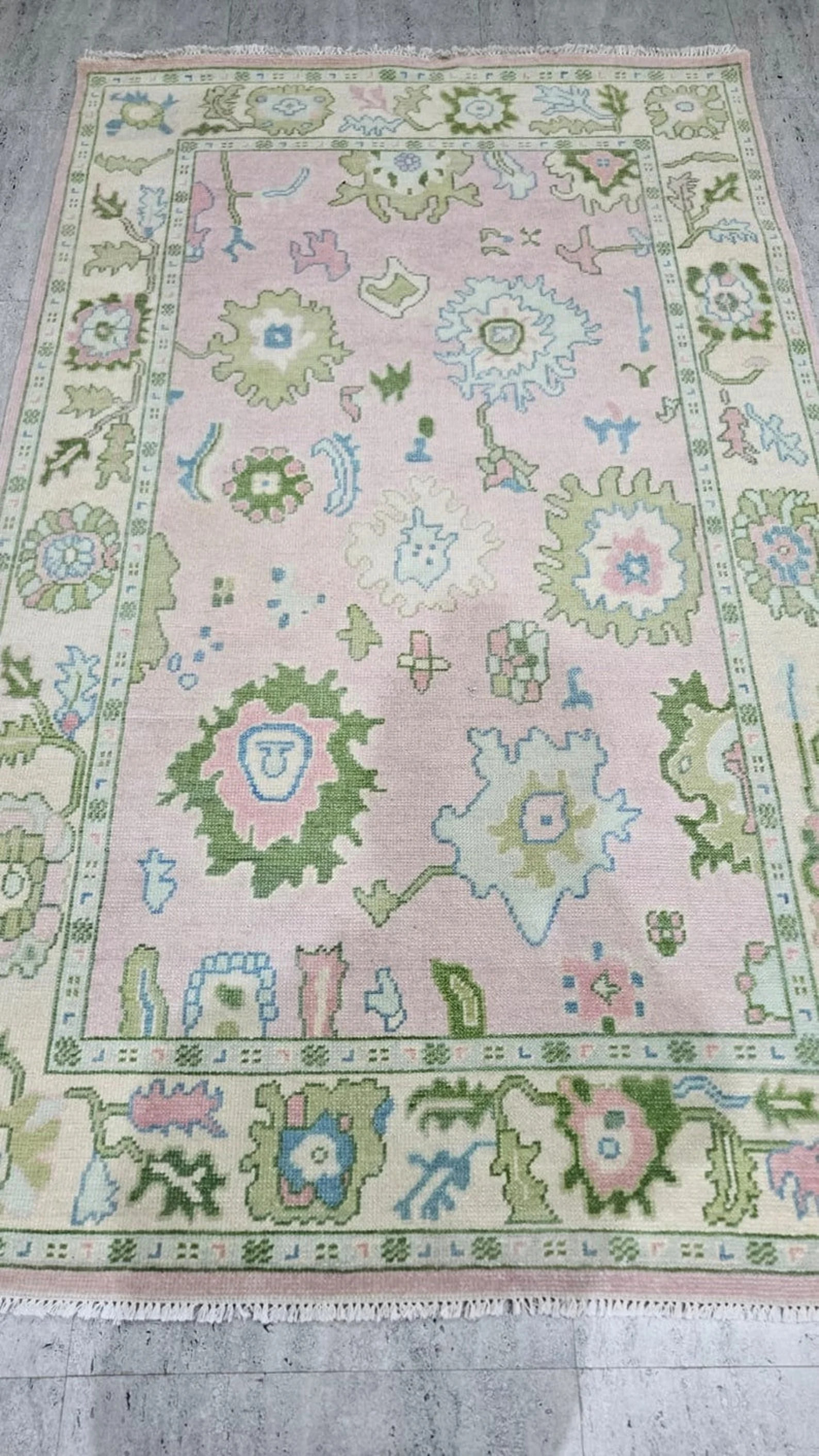 Turkish Elegance Unveiled: LT Cream, Pink, and Multi-colored Hand-knotted Luxury Rug With Modern ... | Etsy (US)