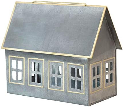 Amazon.com: Creative Co-Op 7-1/2"L x 3-1/2"W x 6-1/4"H Galvanized Metal House Tealight and Votive... | Amazon (US)