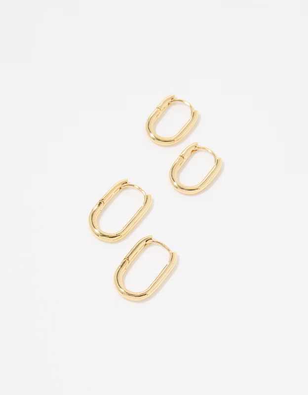 Aerie Chunky Paperclip Hoop Earring Pack | Aerie