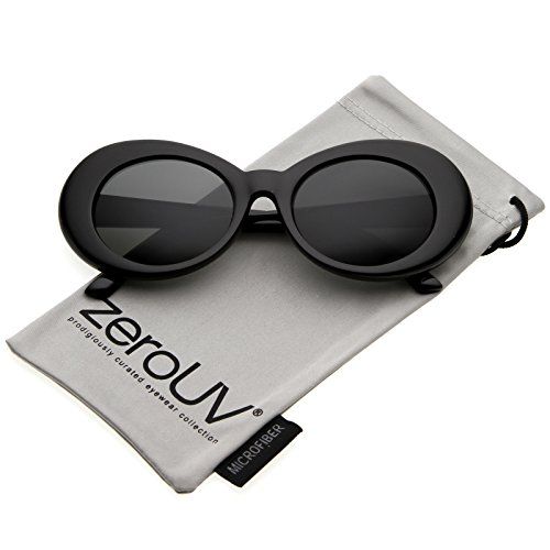 zeroUV - Bold Retro Oval Mod Thick Frame Sunglasses Clout Goggles with Round Lens 51mm (Black / Smok | Amazon (US)