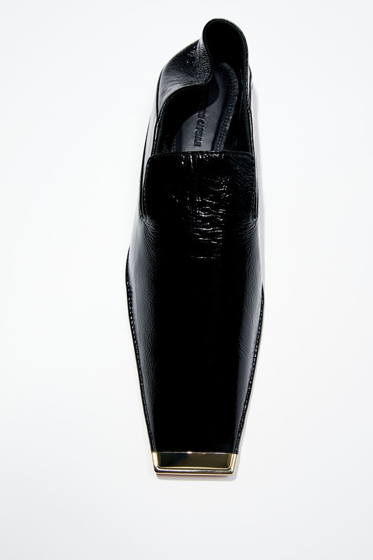Crackled Finish Leather Loafers - Black - Ladies | H&M AU | H&M (AU)