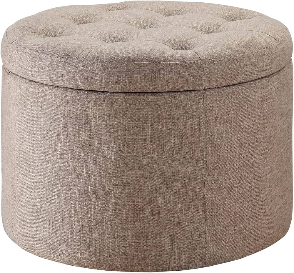 Convenience Concepts Designs4Comfort Round Shoe Ottoman, Tan Fabric | Amazon (US)