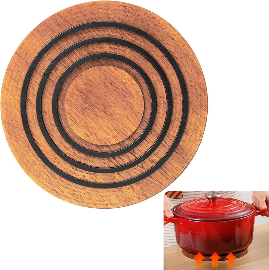 Magnetic Wooden Trivet, 9″, Acacia Walnut Wood, Compatible with le creuset Cast Iron Dutch Oven... | Amazon (US)