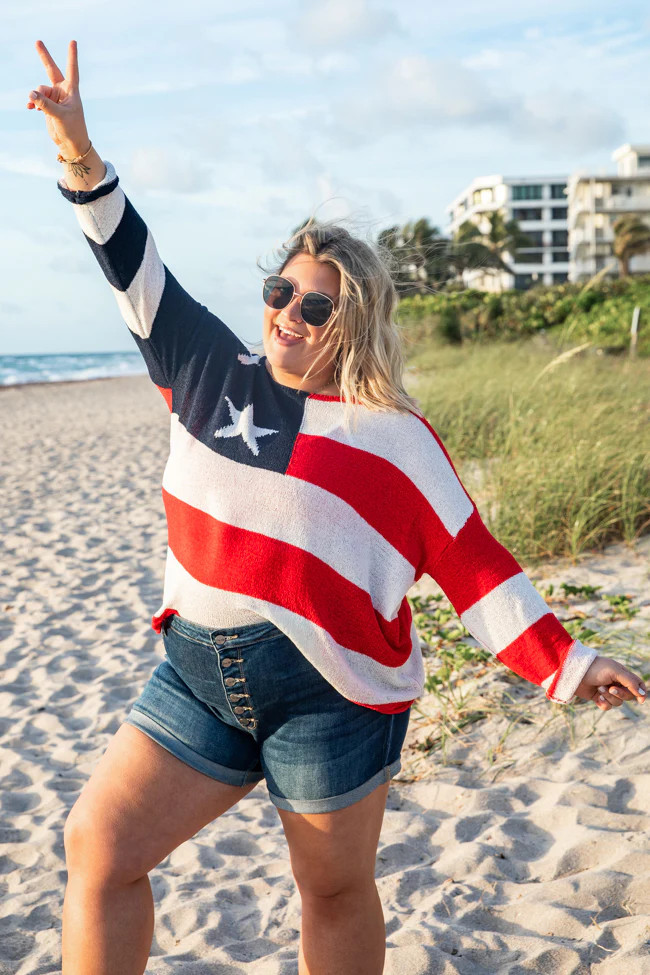 Raised On Promises Stars and Stripes Sweater | Pink Lily