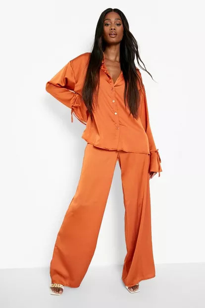 Satin Wide Leg Pants | Boohoo.com (US & CA)