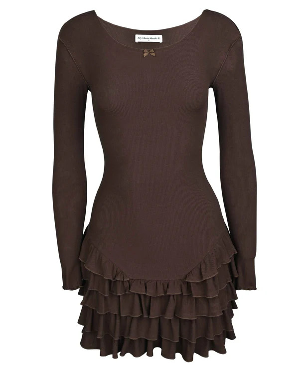 Frill Long Sleeve Dress - Dirt | My Mum Made It