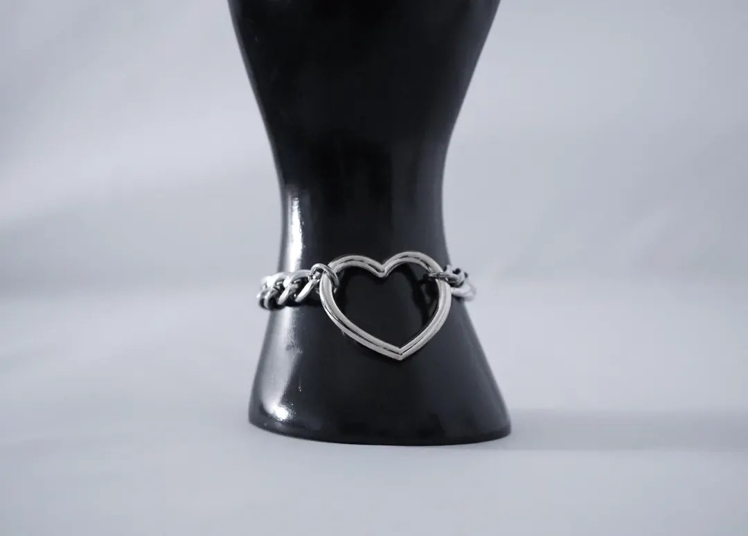 Stainless Steel Heart Bracelet | Cuban Chain Heart O-Ring | Etsy (US)