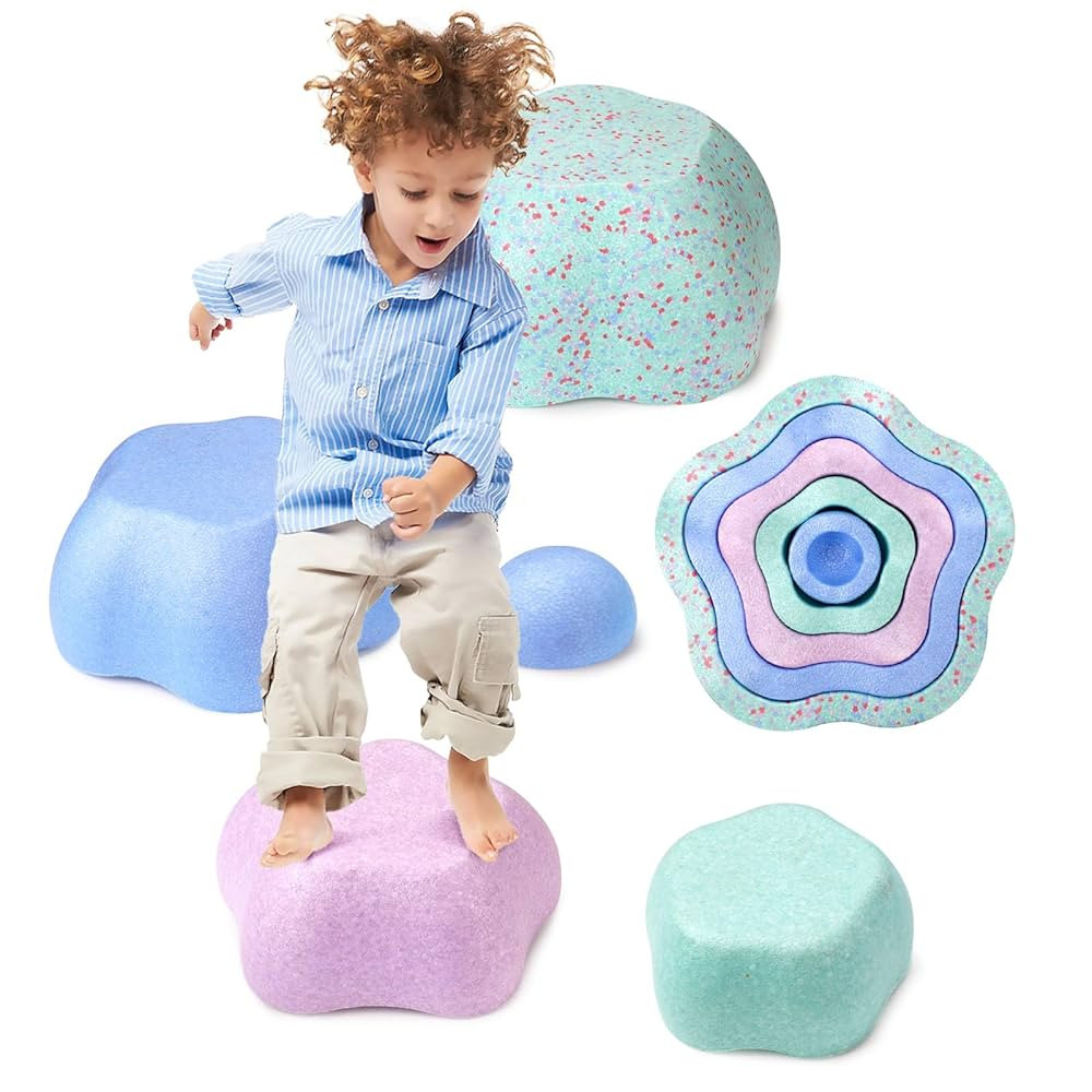 Sound Stepping Stones for Kids - 5 Pcs Non-Slip Indoor or Outdoor Balance Stones, Obstacle Course... | Amazon (US)