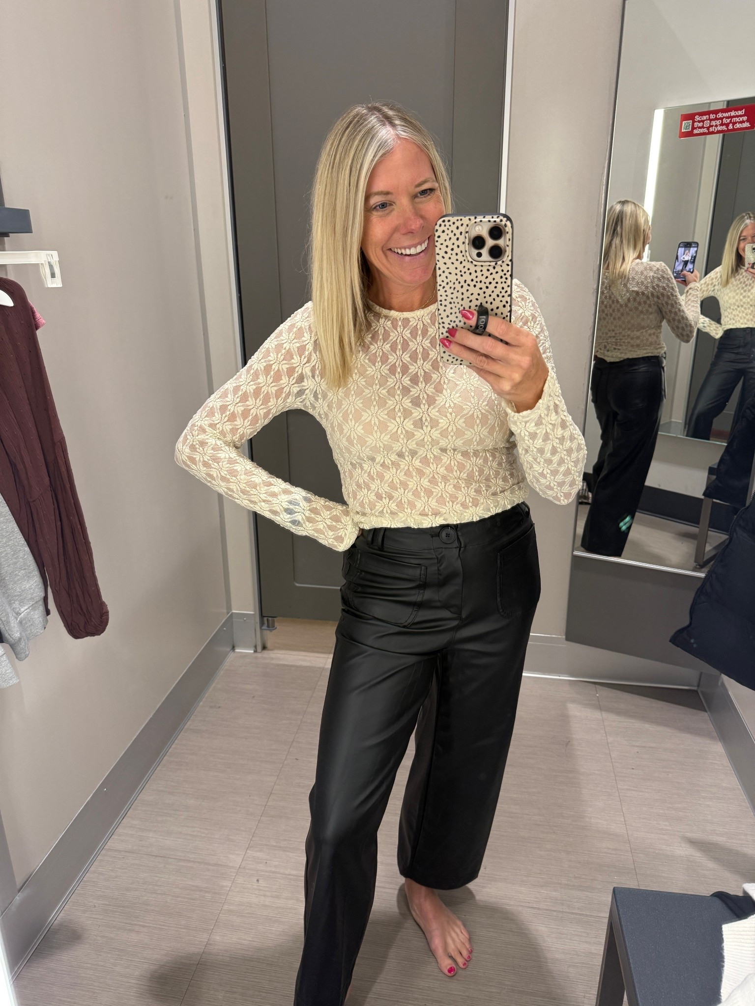 Size small lace top and 2 faux leather pants 

#LTKCyberWeek #LTKSaleAlert #LTKHoliday