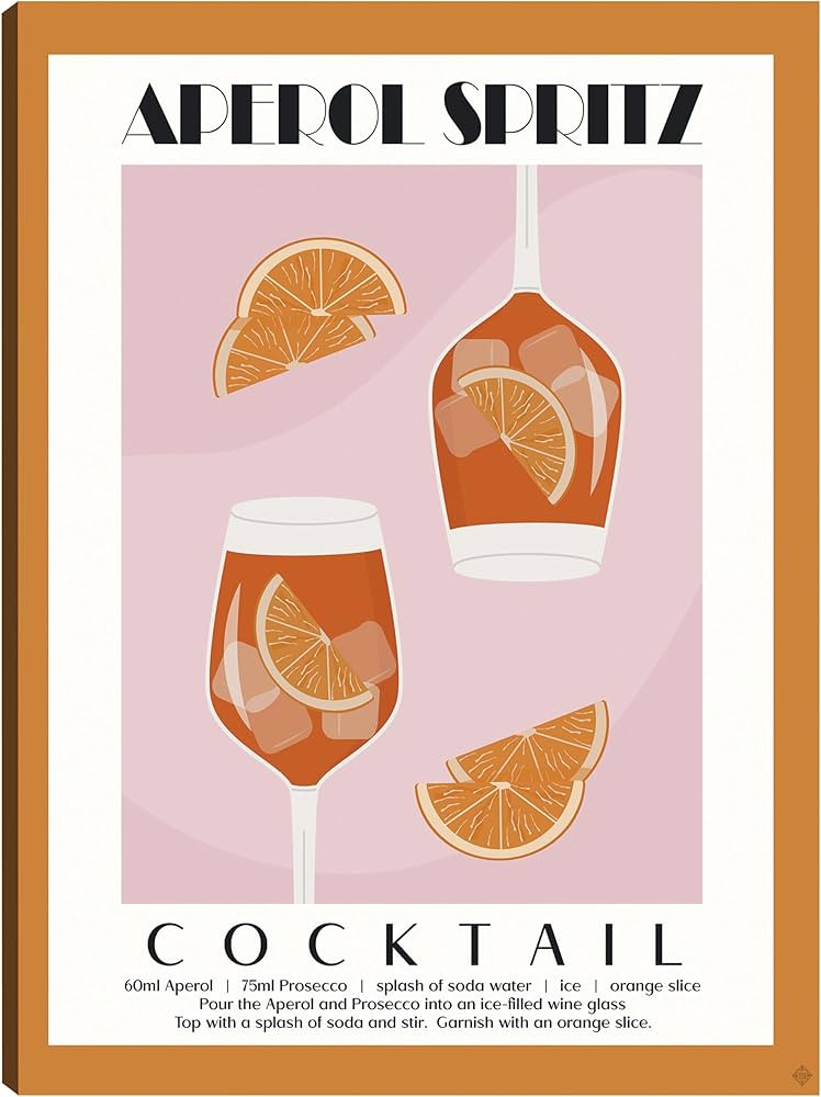 Fine Art Canvas Cocktail Hour Aperol Spritz Canvas Wall Decor by Artist Heather Myers for Living ... | Amazon (US)