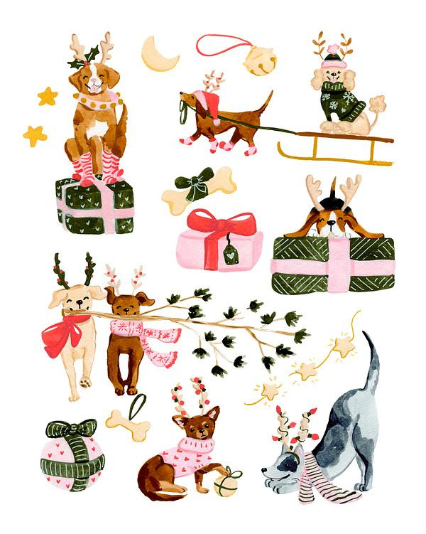 Christmas Dogs | Artfully Walls