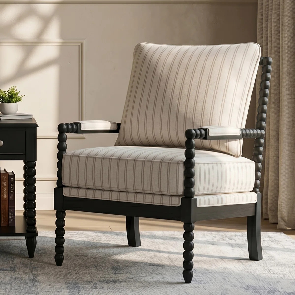 Lorentz Modern Farmhouse Accent Chair 25.5" Wide with Turned Wood and Solid Frame | Wayfair North America