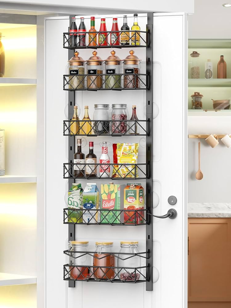 Over the Door Pantry Organizer, 6-Tier Pantry Organizers and Storage, 6+1 Metal Hanging Wall Moun... | Amazon (US)
