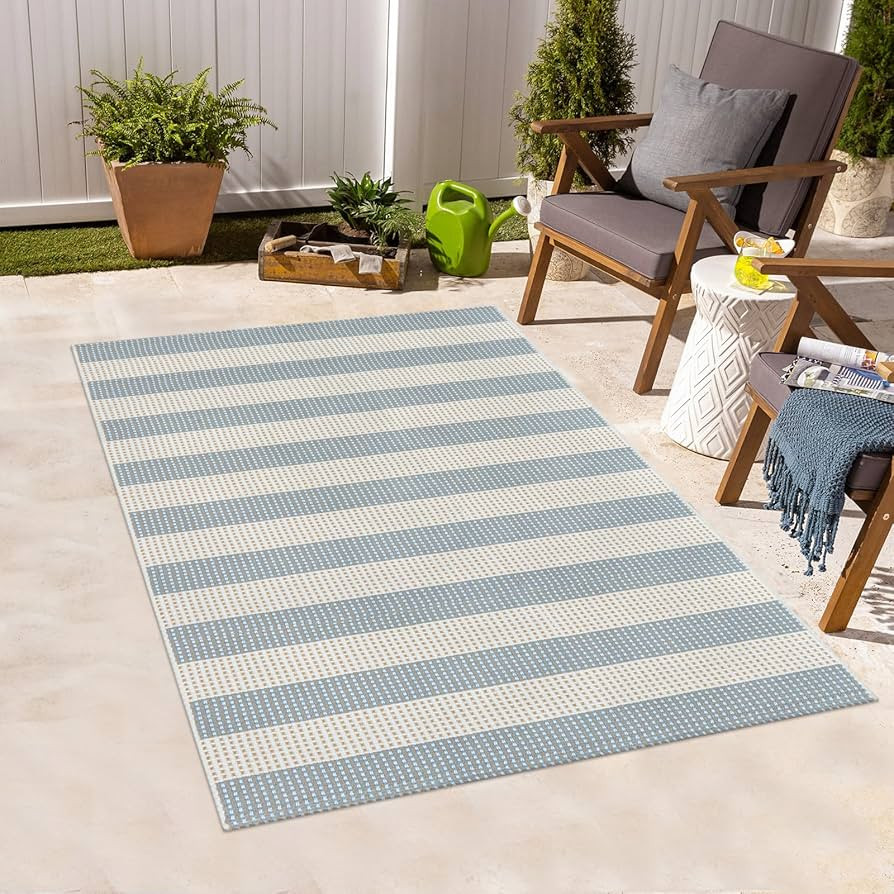 Outdoor Rug 3x5,Washable Striped Rug Front Porch Rugs,Indoor Outdoor Carpet Soft Hand Woven Rug L... | Amazon (US)