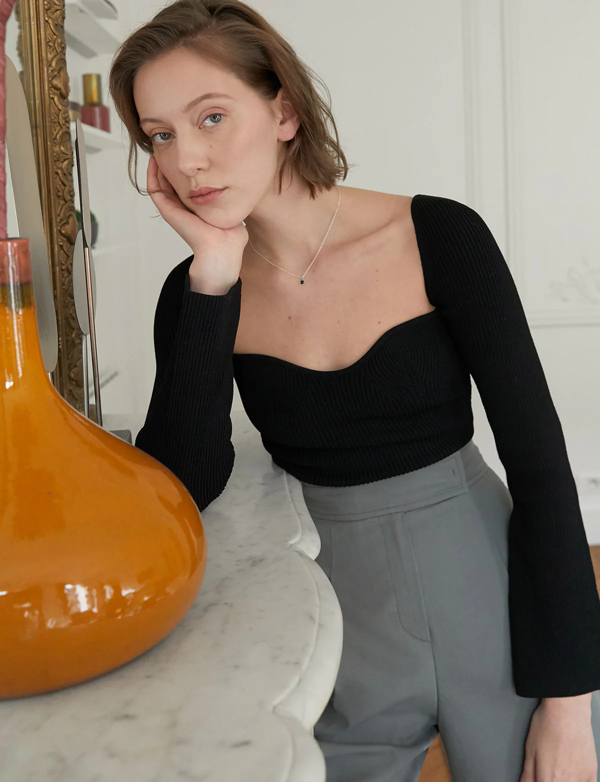 Chiara Knit Bustier Top in Black -BESTSELLER | Pixie Market