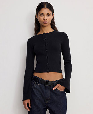 Good American Women's Bell Sleeve Knit Cardigan Sweater, Regular & Plus Size - Macy's | Macy's