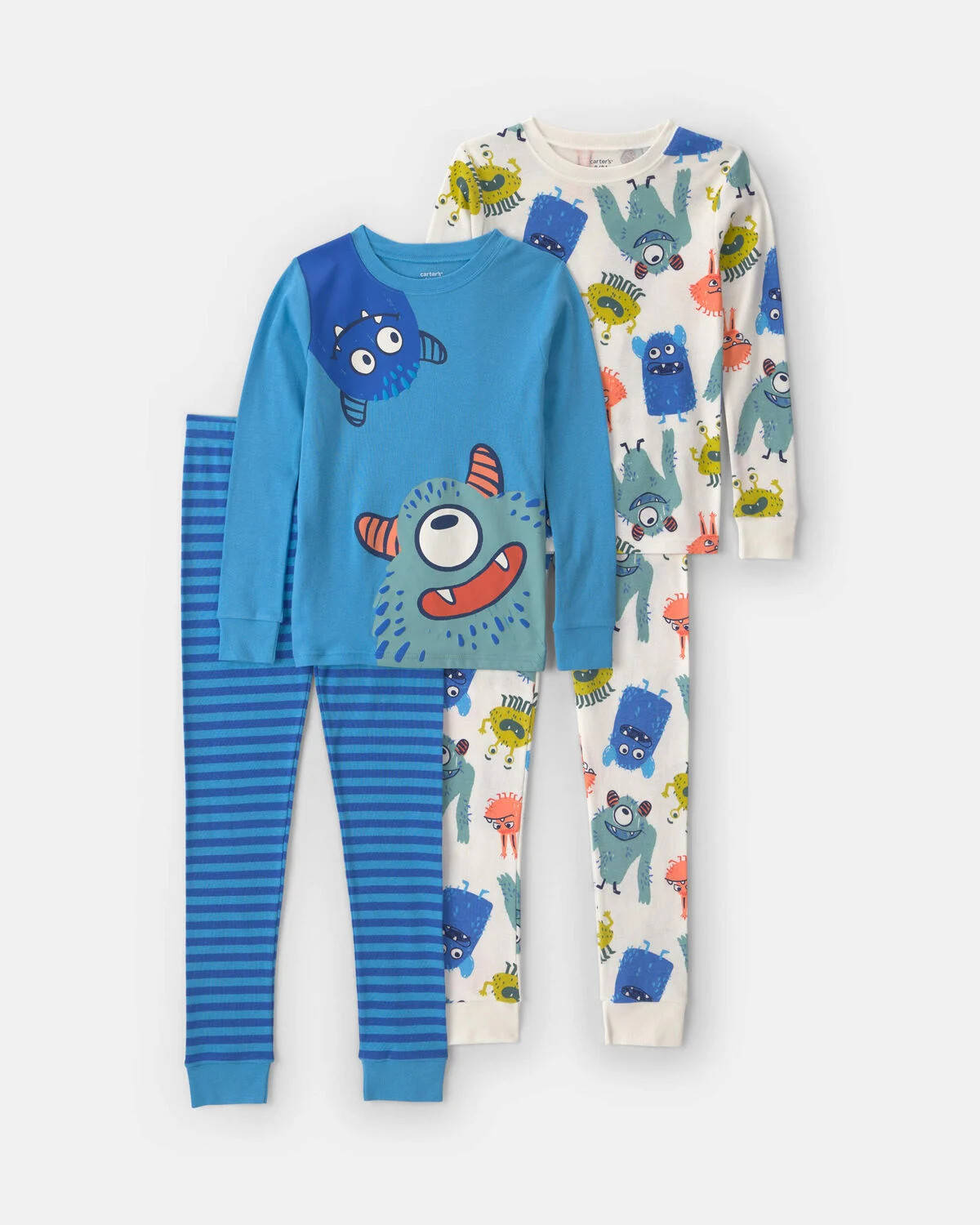 Boys 4-Piece Monster 100% Cotton Snug Fit Pajama Set - Blue | Carter's Inc