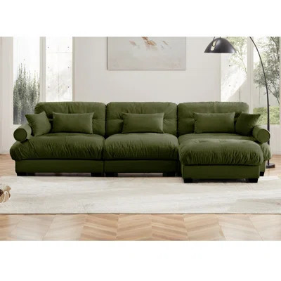 Super Comfort Oversized Modular Velvet Sectional Sofa Couch With Movable Ottoman, Corner Sectional With Bolstered Armrests, Deep Seat Cloud Couch, Con | Wayfair North America
