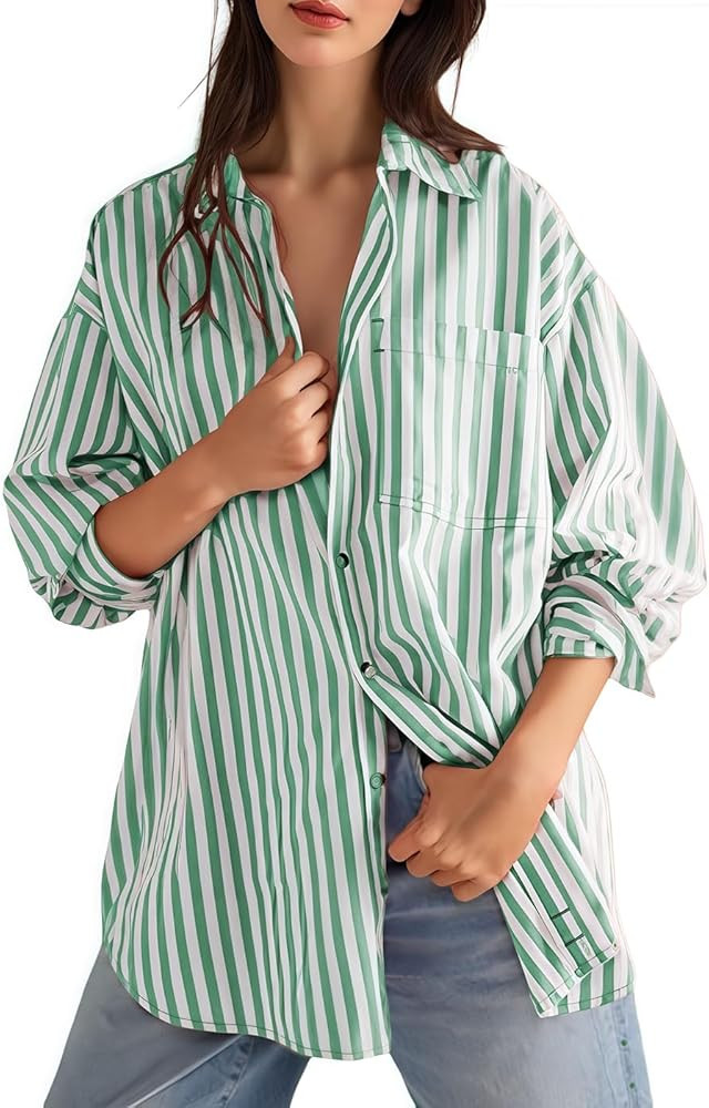 BONITEE Long Sleeve Button Down Shirts for Women 2026 Spring Fall Casual Loose Business Work Blou... | Amazon (US)