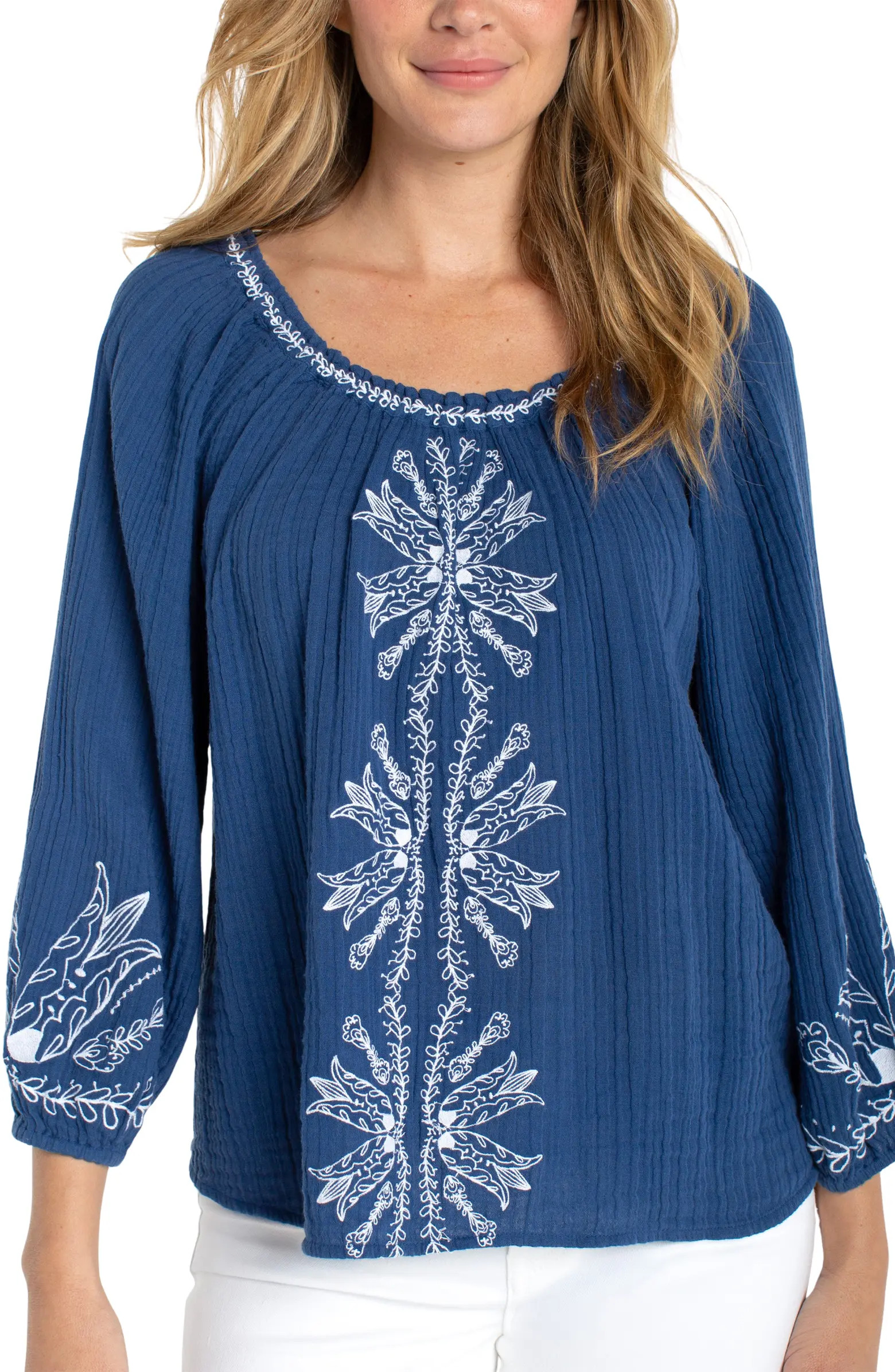 Embroidered Gauze Top | Nordstrom