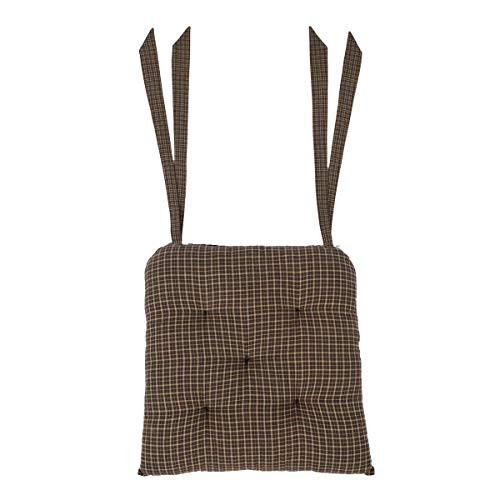 VHC Brands 14"x14" Chair Cushion for Small Dining Chairs with Ties, Kettle Grove Farmhouse Black and Tan Check Plaid, Indoor Kitchen Seat Cushion | Amazon (US)