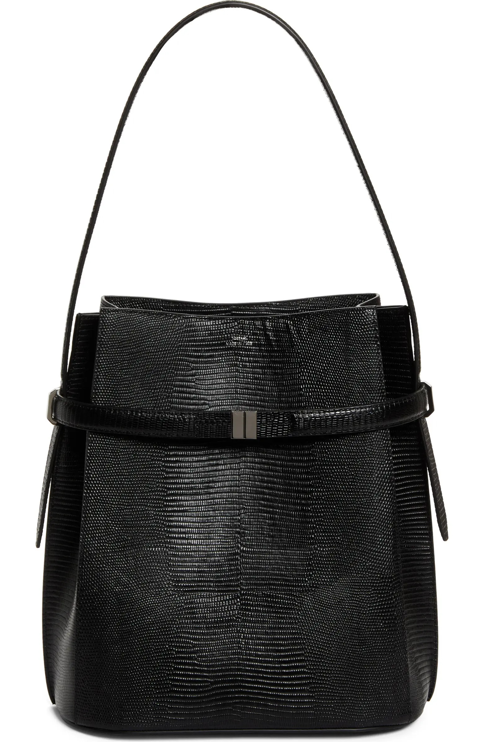 Belted Lizard Embossed Leather Bucket Shoulder Bag | Nordstrom