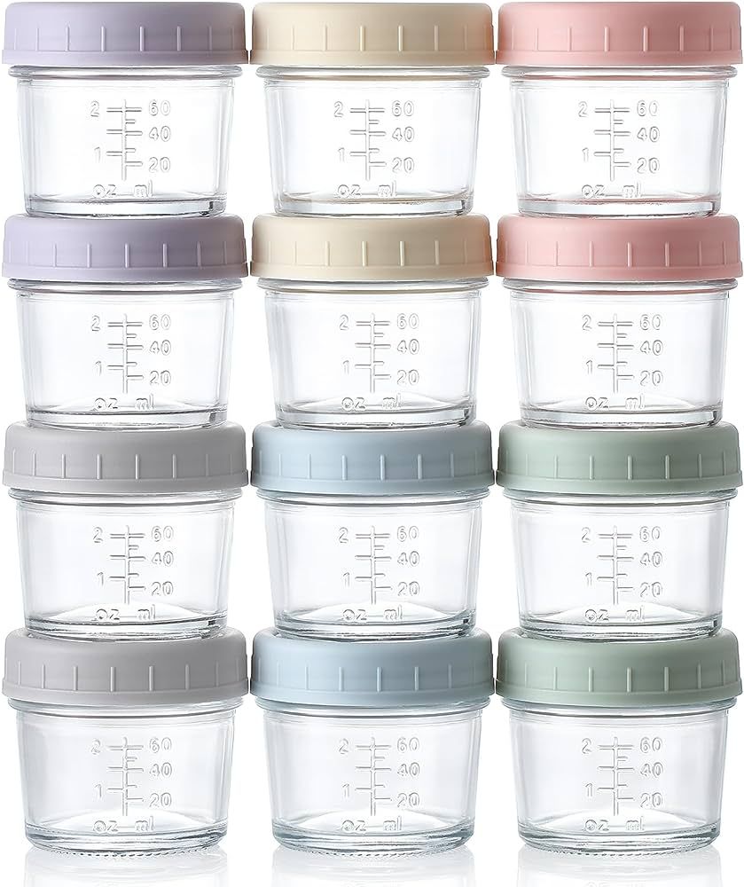 VITEVER 12Pack Glass Baby Food Storage Containers - 4 oz Baby Food Storage Jars with Lids, Baby F... | Amazon (US)