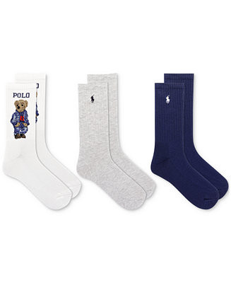 Polo Ralph Lauren 3-Pk. Polo Bear Crew Socks - Macy's | Macy's