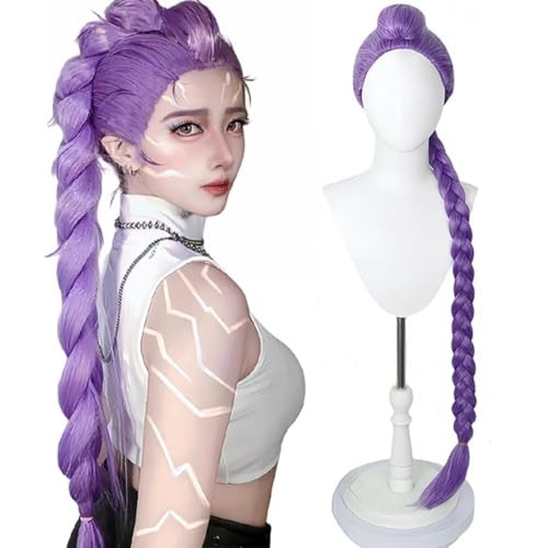 New Demon Costume Halloween Cosplay Costume Long Straight Hair Accessory for Girl Women (Purple) | Amazon (US)