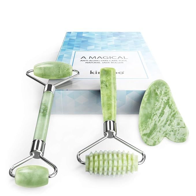 Kimkoo Jade Roller for Face-3 in 1 Kit with Facial Massager Tool,100% Real Natural Jade Stone Fac... | Amazon (US)