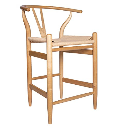 Amazon Brand – Stone & Beam Wishbone Counter-Height Barstool, 35.5"H, Rubberwood, Natural / Nat... | Amazon (US)